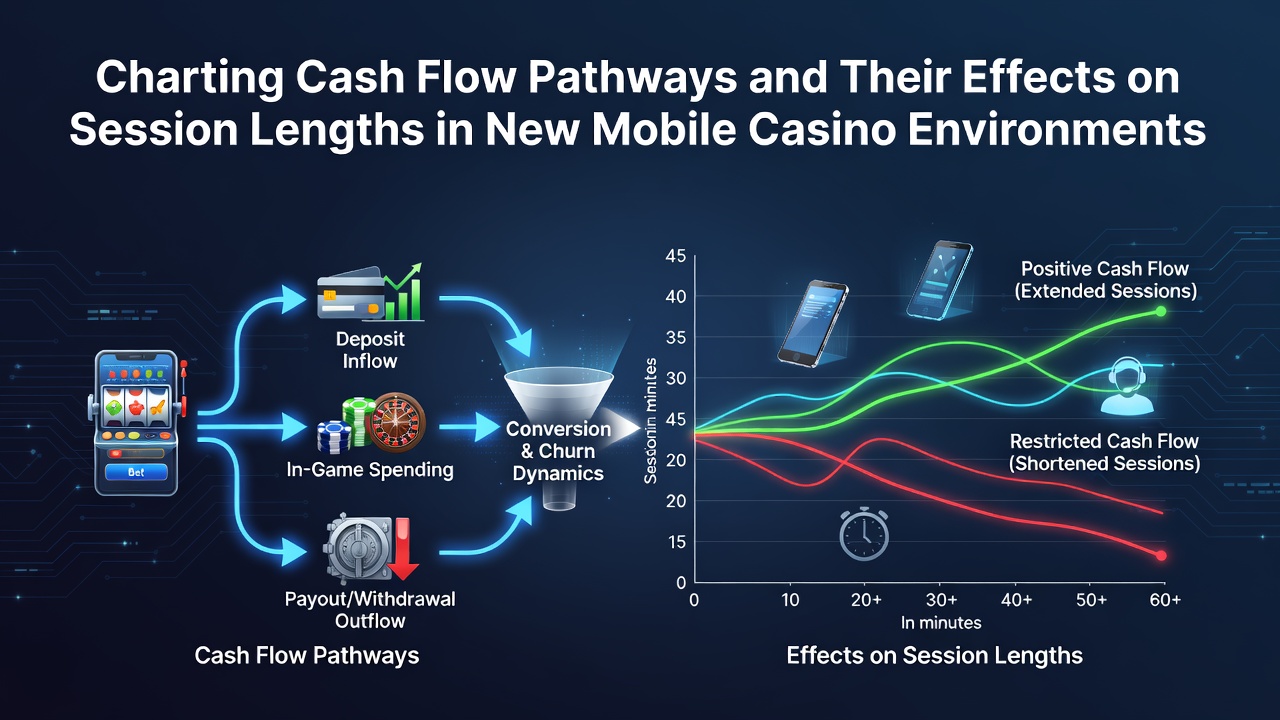 Mobile casino interface displaying real-time cash flow tracking and transaction pathways
