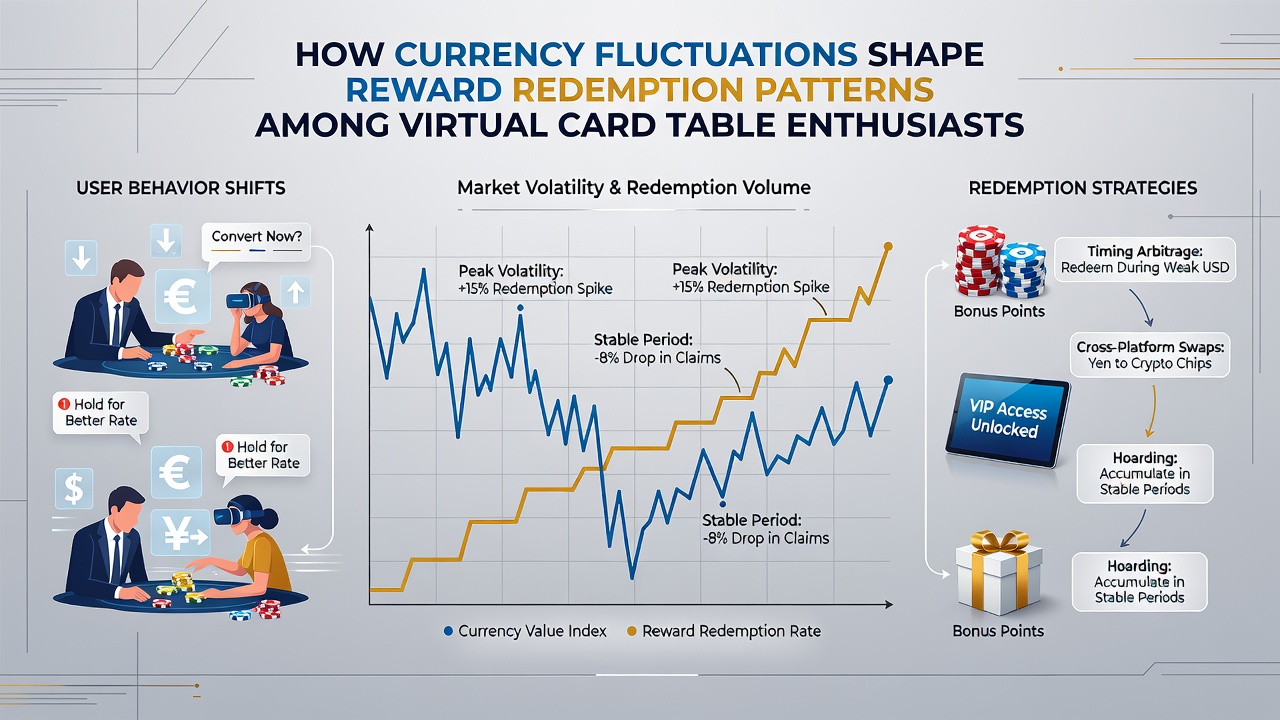 Data visualization showing redemption volume spikes aligned with currency exchange rate charts across multiple regions