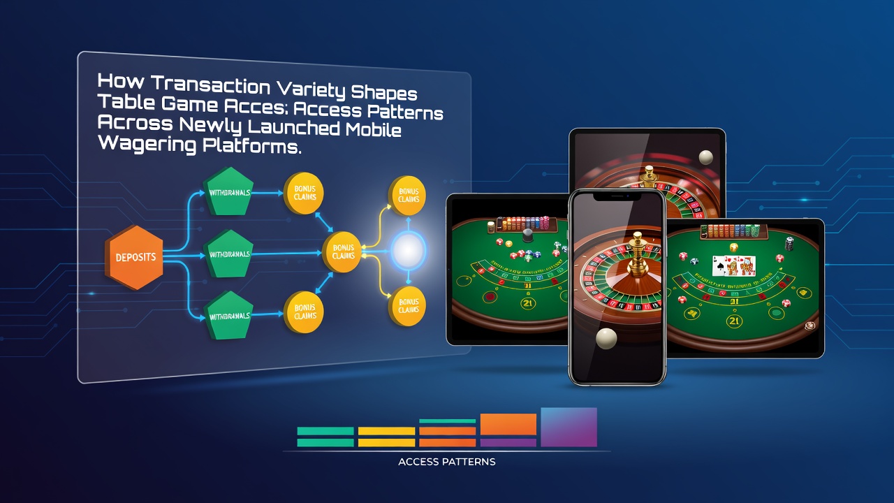 Mobile wagering interface showing diverse payment options for table games on a new platform